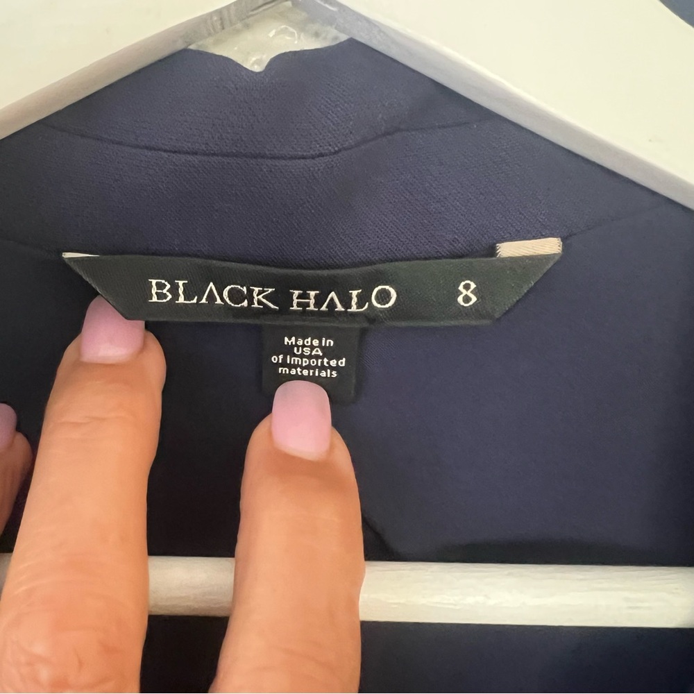 Black Halo Madeline sheath  3/4 sleeves Navy Blue dress 8 - Picture 11 of 11